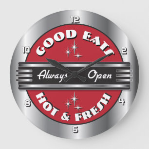 Retro 1950er Diner Wall Clock - Rot Große Wanduhr
