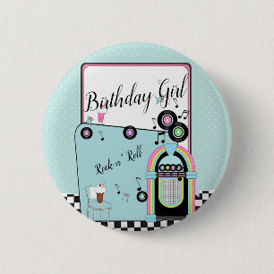Retro 1950er Diner zum Geburtstag Button