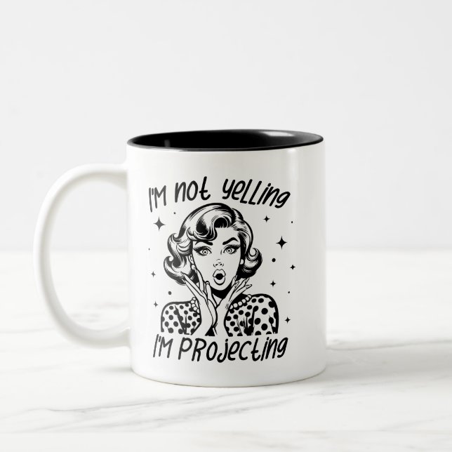 Retro 1950er Glam Girl Funny Sarcastic Zitat Zweifarbige Tasse (Links)