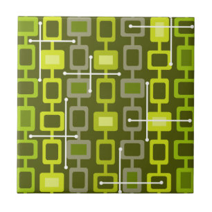 Retro-1950er-Jahre geometrisches Muster Chartreuse Fliese