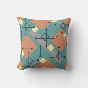 Retro 1950er Kunstdiamanten Aquamarin Orange Kissen