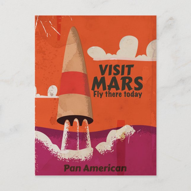 Retro 1950er Mars Urlaubsposter Postkarte (Vorderseite)