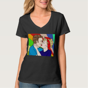 Retro 1950er Pop Art Style Couple Kissing T - Shir T-Shirt