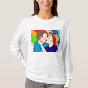 Retro 1950er Pop Art Style Couple Kissing T-Shirt