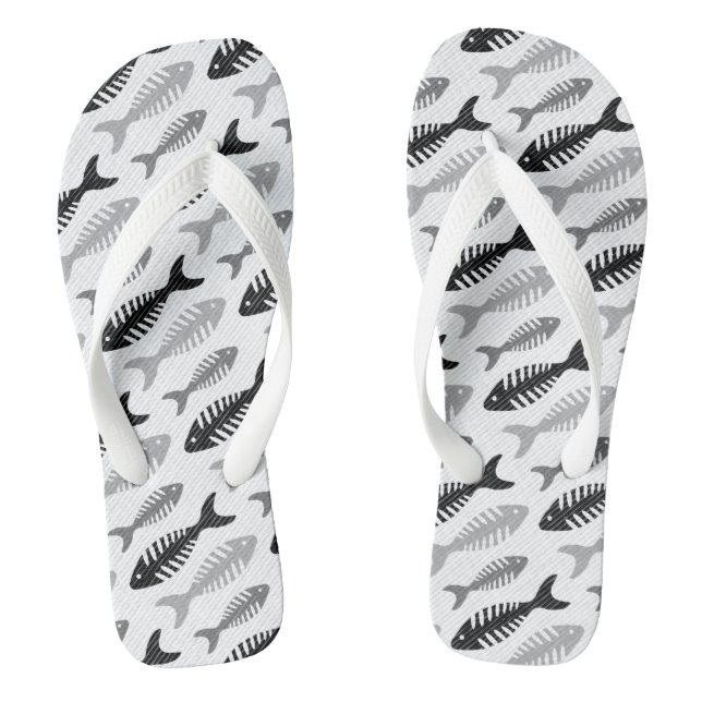 Retro 1950er Seafood Restaurant Fishbone Muster Flip Flops (Fußbett)