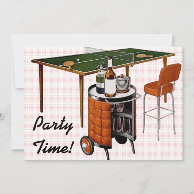 Retro 1950er Spaß und Spiele Geburtstag Einladung (Vorderseite)