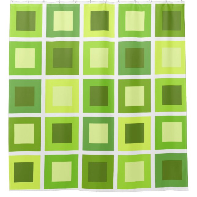 Retro 1950er Tiles-Muster Grün Duschvorhang (Vorderseite)