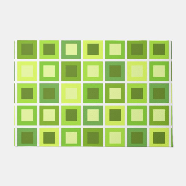 Retro 1950er Tiles-Muster Grün Fußmatte (Vorderseite)