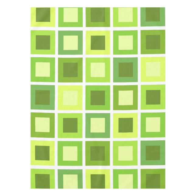 Retro 1950er Tiles-Muster Grün Tischdecke (Vorderseite)
