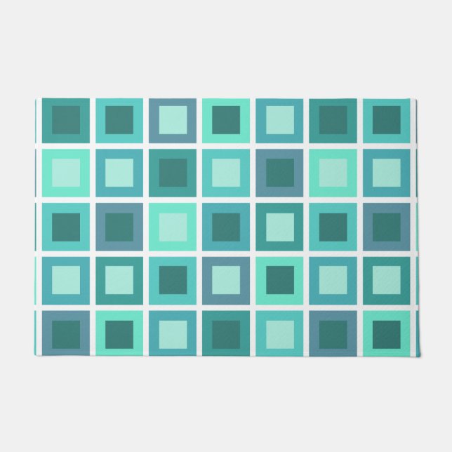 Retro 1950er Tiles Muster Türkis Fußmatte (Vorderseite)