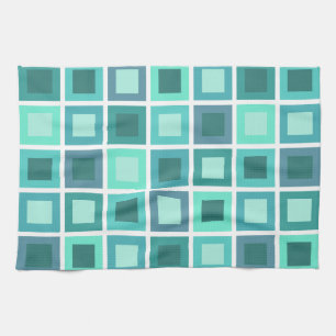 Retro 1950er Tiles Muster Türkis Geschirrtuch