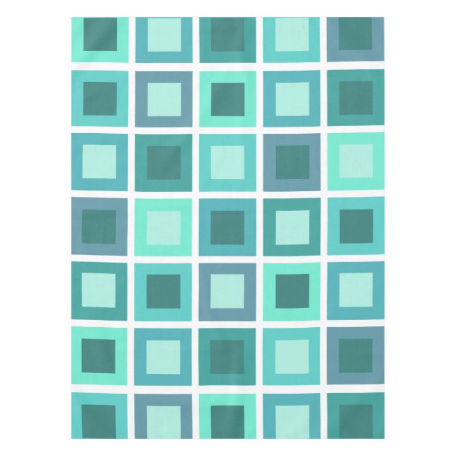 Retro 1950er Tiles Muster Türkis Tischdecke (Vorderseite)