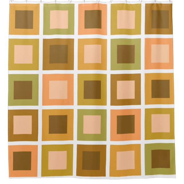 Retro 1950er Tiles Pattern Burnt Orange Duschvorhang (Vorderseite)