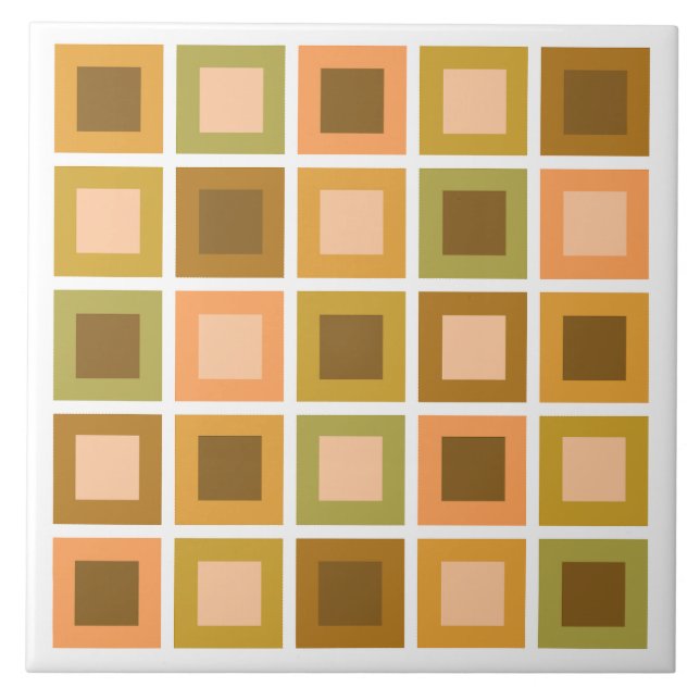 Retro 1950er Tiles Pattern Burnt Orange Fliese (Vorderseite)