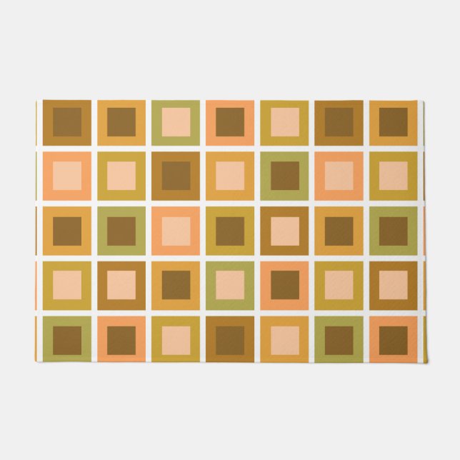 Retro 1950er Tiles Pattern Burnt Orange Fußmatte (Vorderseite)
