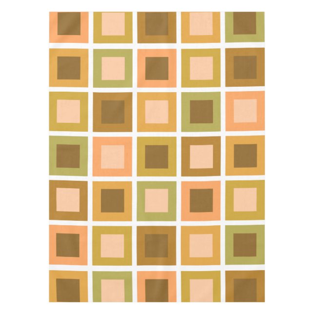 Retro 1950er Tiles Pattern Burnt Orange Tischdecke (Vorderseite)
