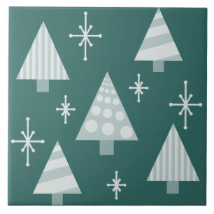 Retro 1950er Weihnachtsbaumen Aquamarin grün Fliese