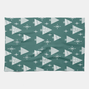 Retro 1950er Weihnachtsbaumen Aquamarin grün Geschirrtuch