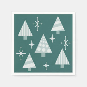 Retro 1950er Weihnachtsbaumen Aquamarin grün Serviette