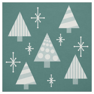 Retro 1950er Weihnachtsbaumen Aquamarin grün Stoff