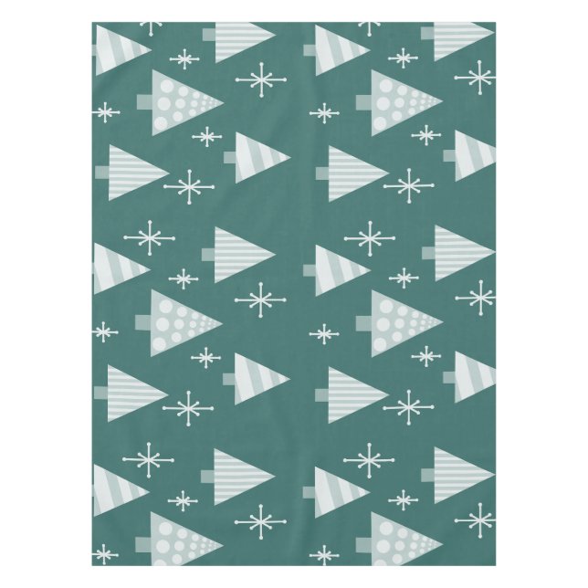 Retro 1950er Weihnachtsbaumen Aquamarin grün Tischdecke (Vorderseite)