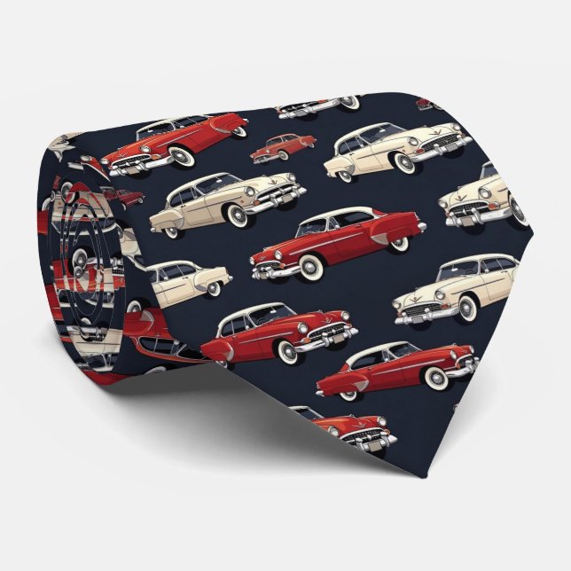 Retro 1950s Car Krawatte (Gerollt)