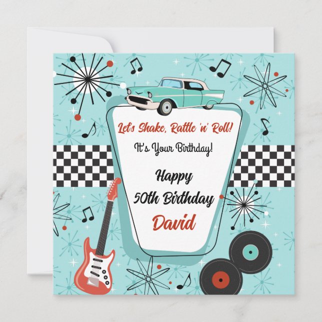 Retro 1950's Diner Birthday Karte (Vorderseite)