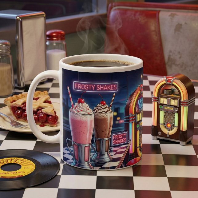 Retro 1950s Diner Neon Kaffeetasse (Von Creator hochgeladen)