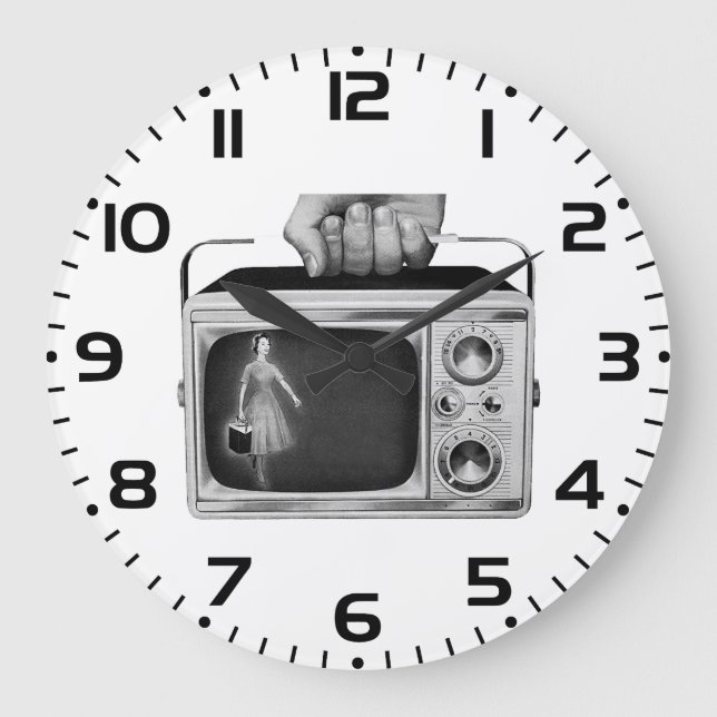 Retro 1950s Portable TV Mid-Century Große Wanduhr (Vorderseite)