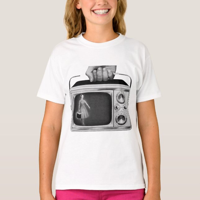Retro 1950s Portable TV Mid-Century T-Shirt (Vorderseite)