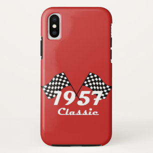 Retro 1957 Klassische Schwarz-Weiß-Schachbrettflag Case-Mate iPhone Hülle