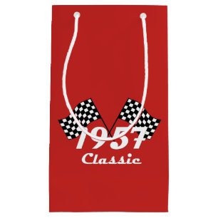 Retro 1957 Klassische Schwarz-Weiß-Schachbrettflag Kleine Geschenktüte