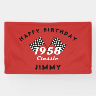 Retro 1958 Klassische Schwarz-Weiß karierte Rennfl Banner