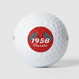 Retro 1958 Klassische Schwarz-Weiß karierte Rennfl Golfball