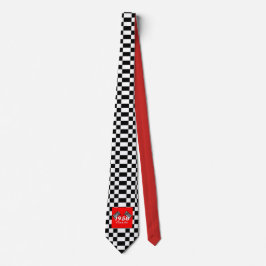 Retro 1958 Klassisches Race-Flag mit Schwarz-Weiß- Krawatte