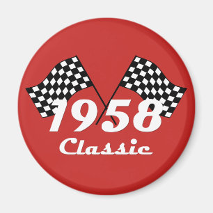 Retro 1958 Klassisches Race-Flag mit Schwarz-Weiß- Magnet