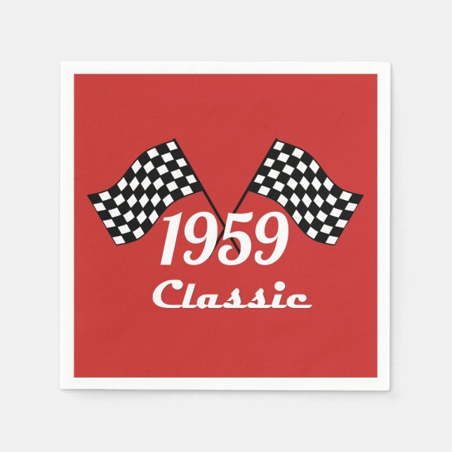 Retro 1959 Klassische Schwarz/Weiß-Schachtel Serviette (Vorderseite)