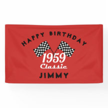 Retro 1959 Klassisches Schwarz/Weiß-Race-Flag