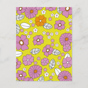 Retro 1960 Blumen Postkarte