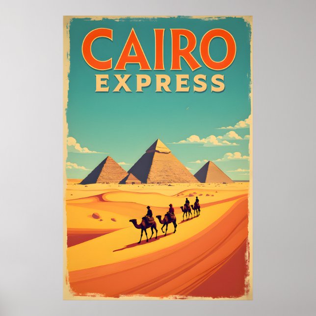 Retro 1960er Ägypten : Vintages Kairo Express Post Poster (Vorne)