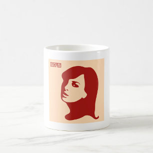 Retro 1960er Minimalistische Illustrationskunst Kaffeetasse