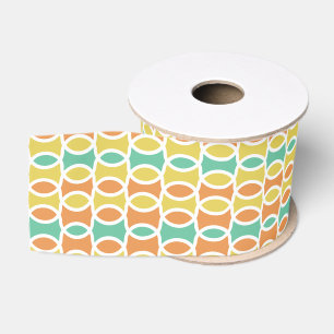 Retro 1960er-Runden Ovalen Orange Aquamarin Gold Ripsband