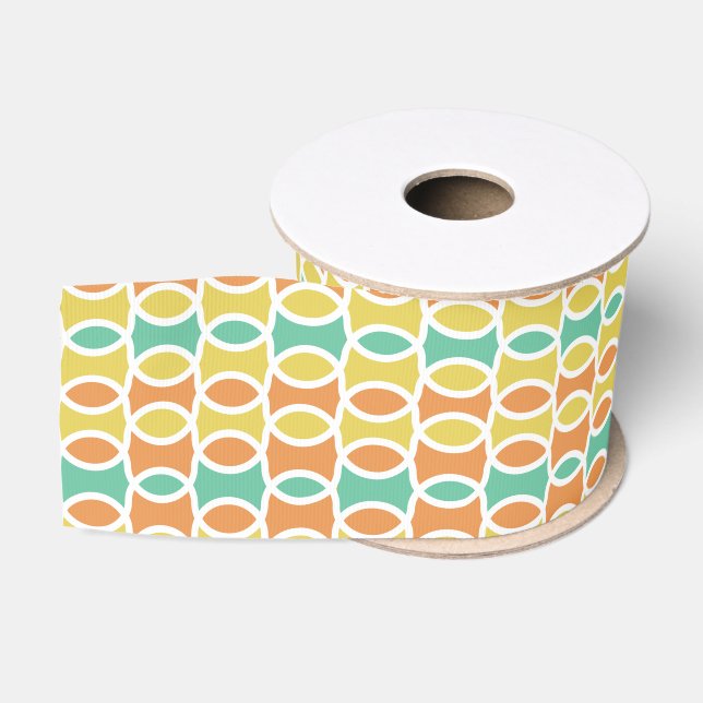 Retro 1960er-Runden Ovalen Orange Aquamarin Gold Ripsband (Spule)