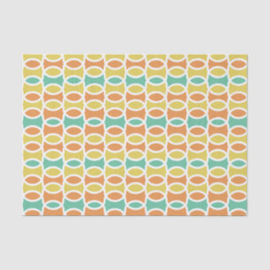 Retro 1960er-Runden Ovalen Orange Aquamarin Gold Seidenpapier