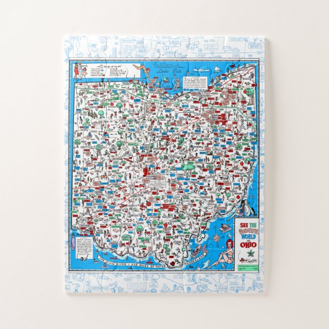 Retro 1966 carte Ohio puzzle 11"x14" 30 pcs (Vertical)