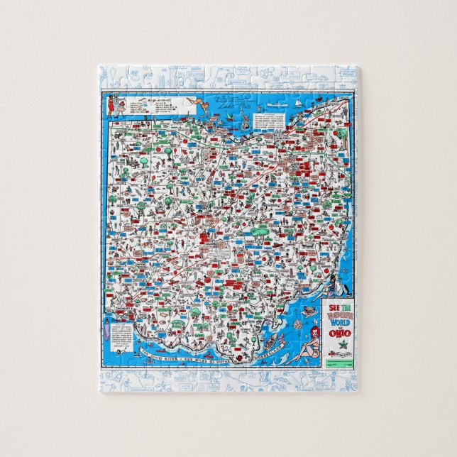 Retro 1966 Ohio Karte Puzzle 8"x10" 110 Stk. (Vertikal)