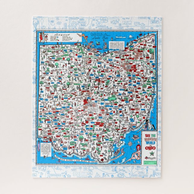 Retro 1966 Ohio Map Puzzle 16"x20" 520pcs (Vertikal)