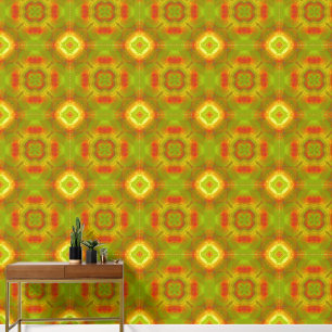 Retro 1970 Geometrisches Muster rot, orange, grün Tapete