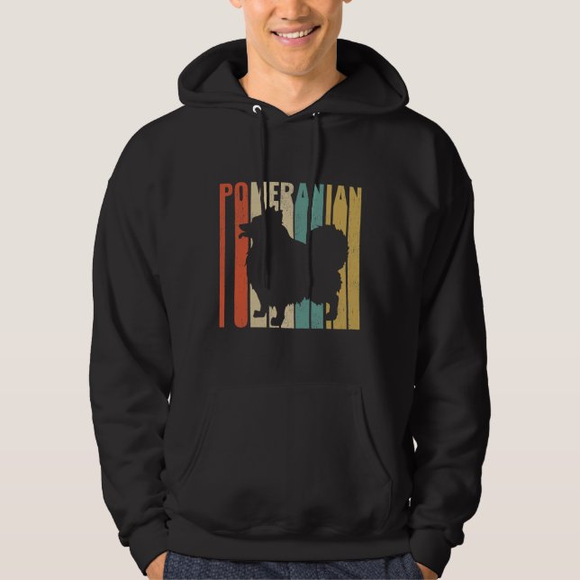 Retro 1970 S Spitz Dog Silhouette gecrackt Hoodie (Vorderseite)