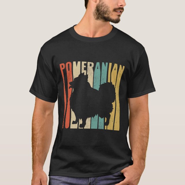 Retro 1970 S Spitz Dog Silhouette gecrackt T-Shirt (Vorderseite)